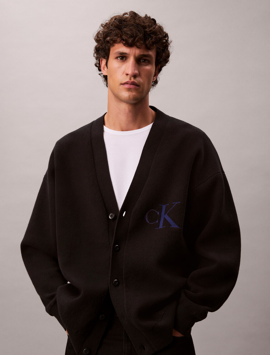 Cotton-Mischung Monogramm-Logo lässiger Cardigan