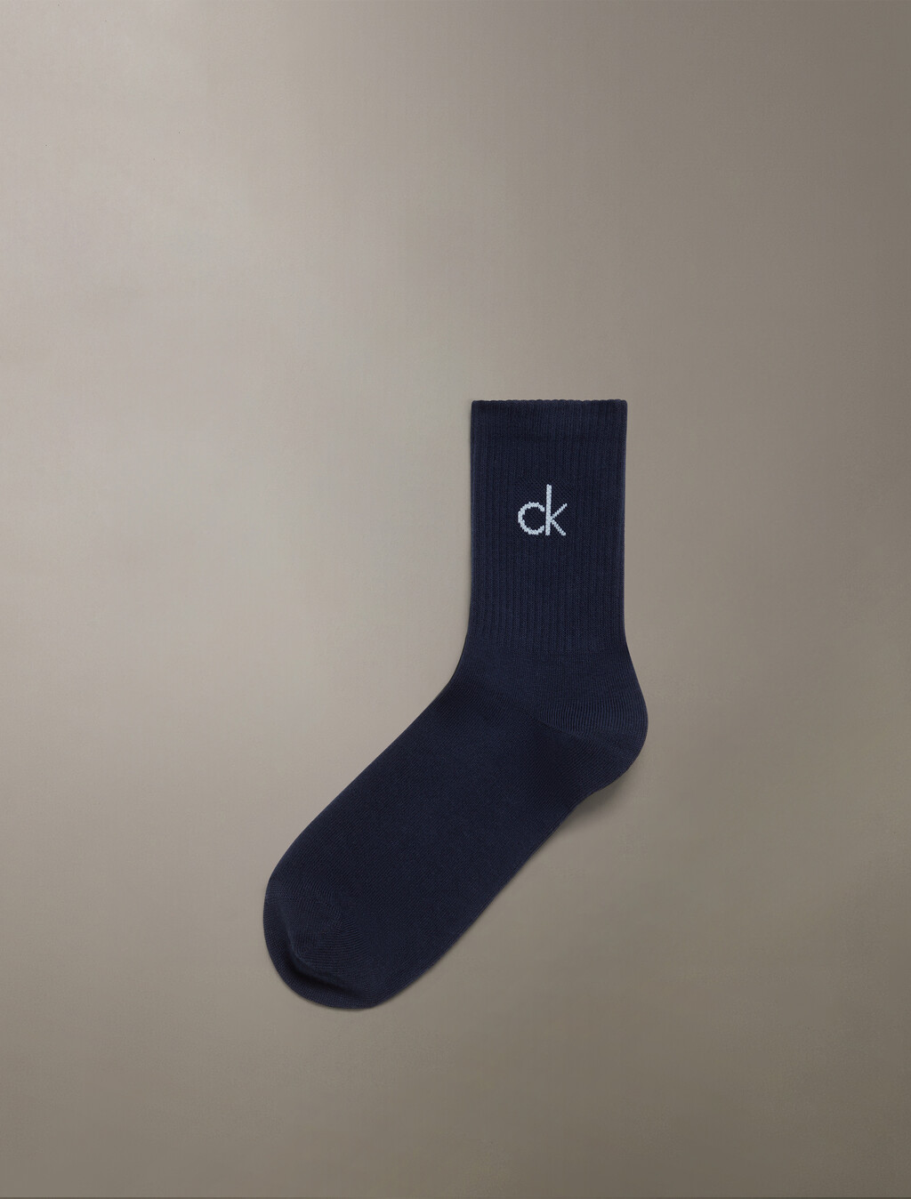 CK Logo Rib-Knit-Mid-Crew-Sock