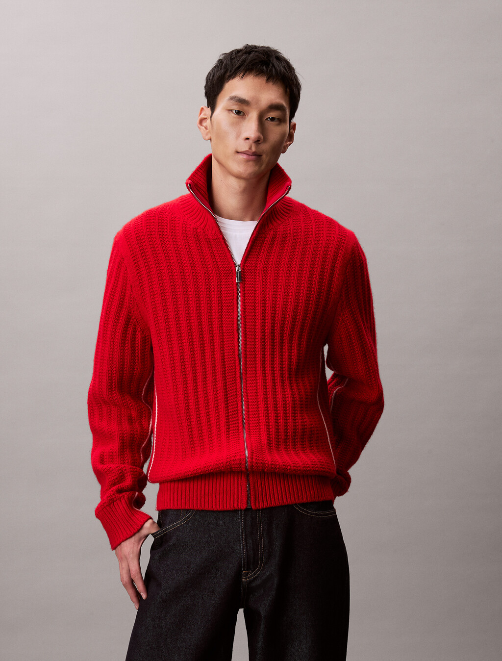 Cashmere-Strickpullover mit Reißverschluss zum Lunar New Year
