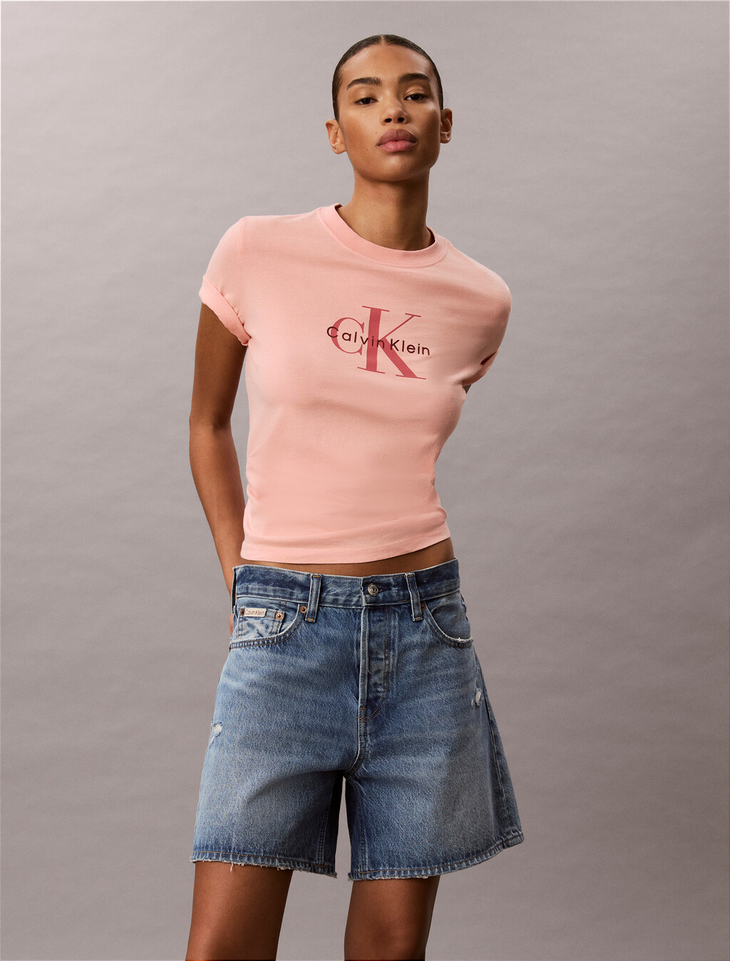Gewaschene Baumwolle Monogram T-Shirt