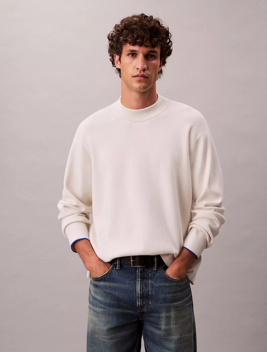 Tech Knit Boxy Mock-Neck-Pullover