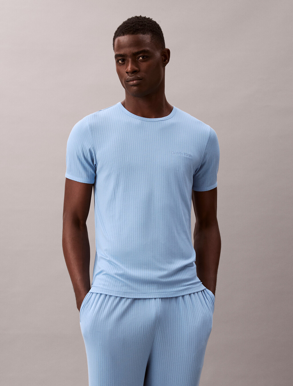 Modal-Ripp-Strick-Rundhals-T-Shirt