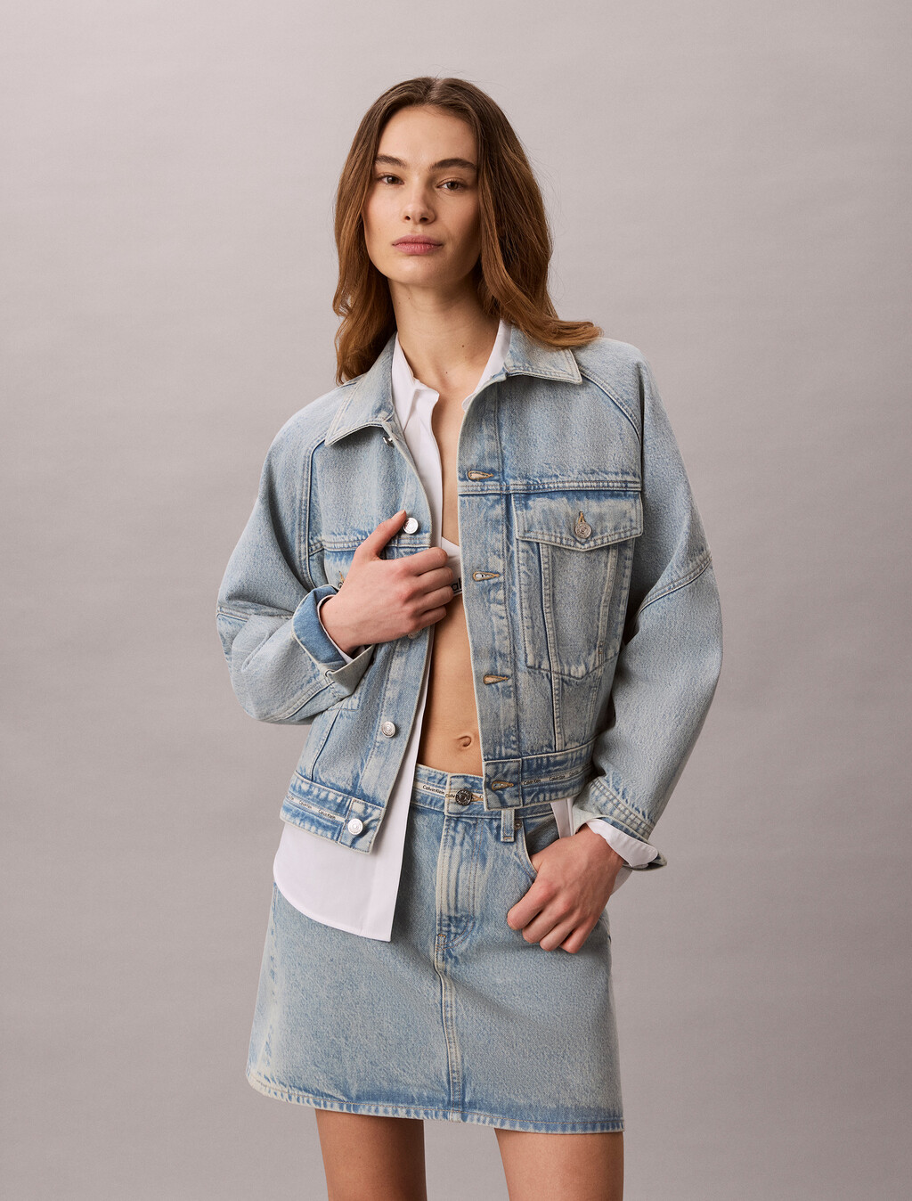 Boxy Logo Tape Denimjacke