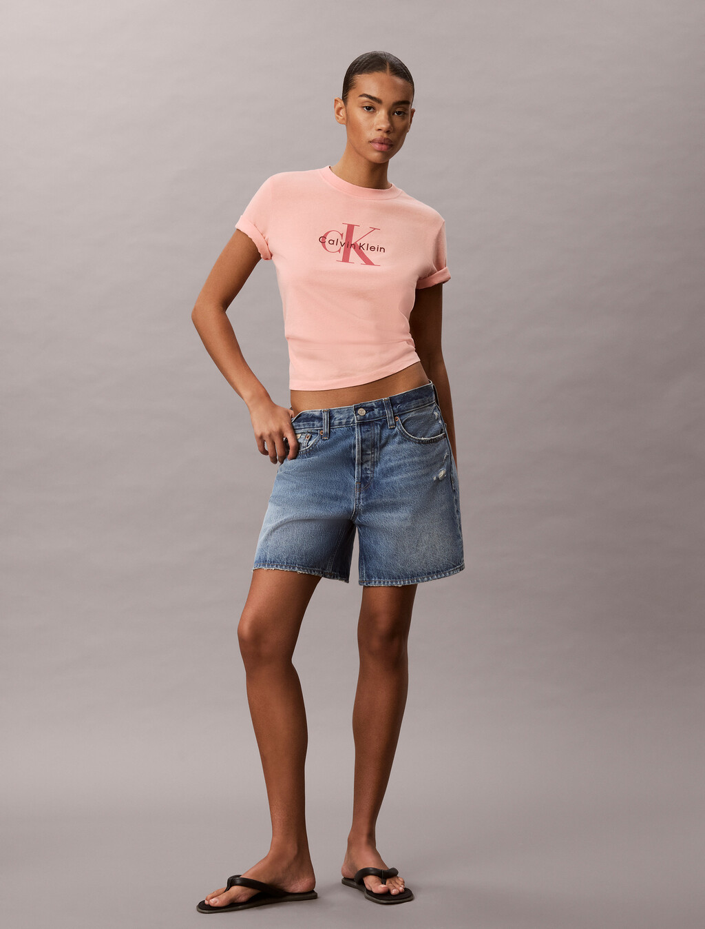 Gewaschene Baumwolle Monogram T-Shirt