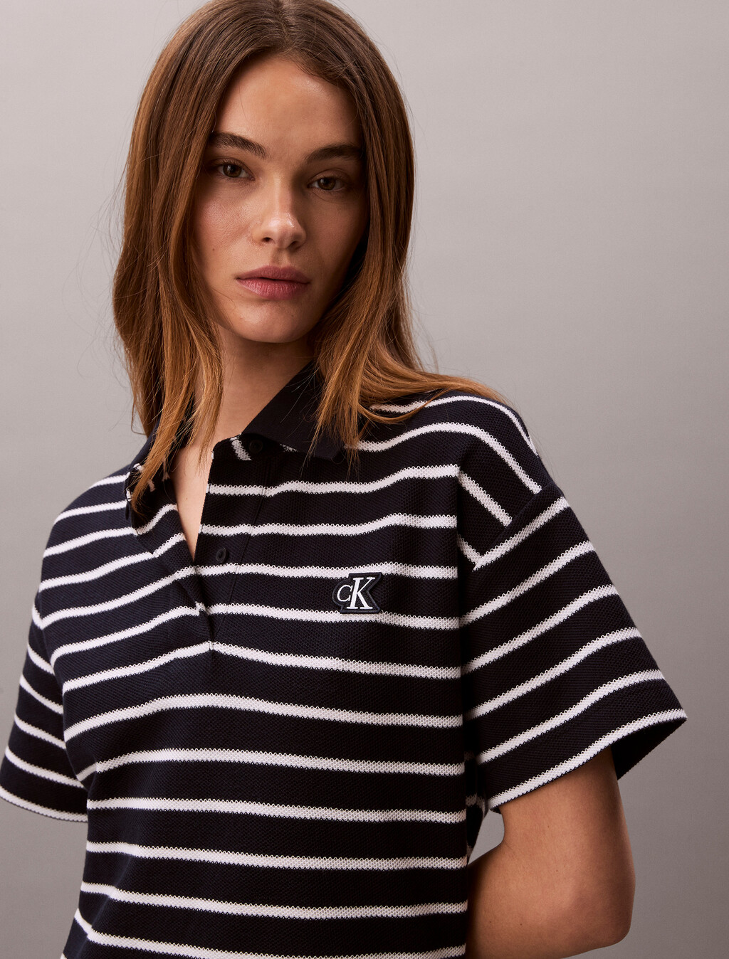 Baumwoll-Piqué-Streifen-Polo-Kleid