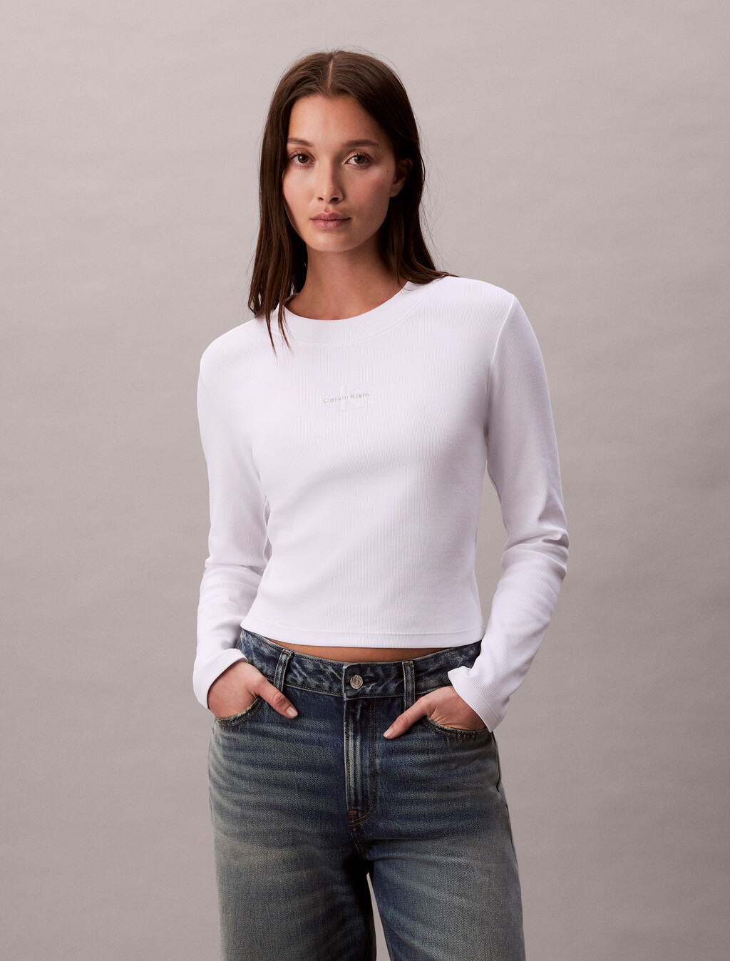 Monogram-Logo Langarm-Babyy-Shirt