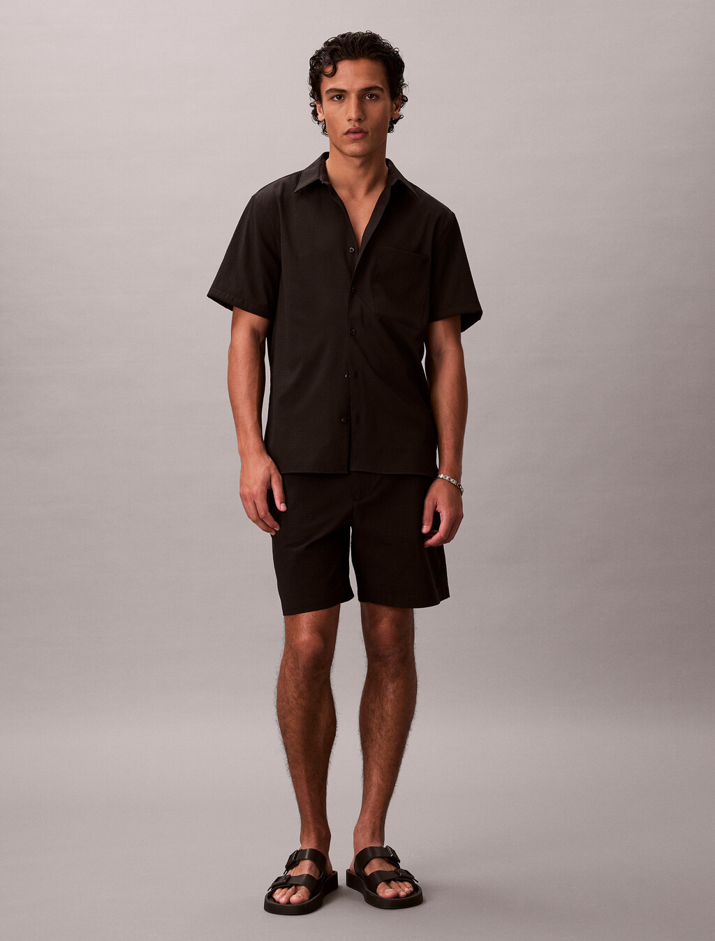 Seersucker-Shirt mit kurzen Ärmeln