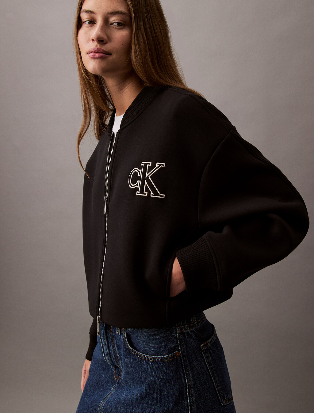 Oversized Reißverschluss-Bomberjacke