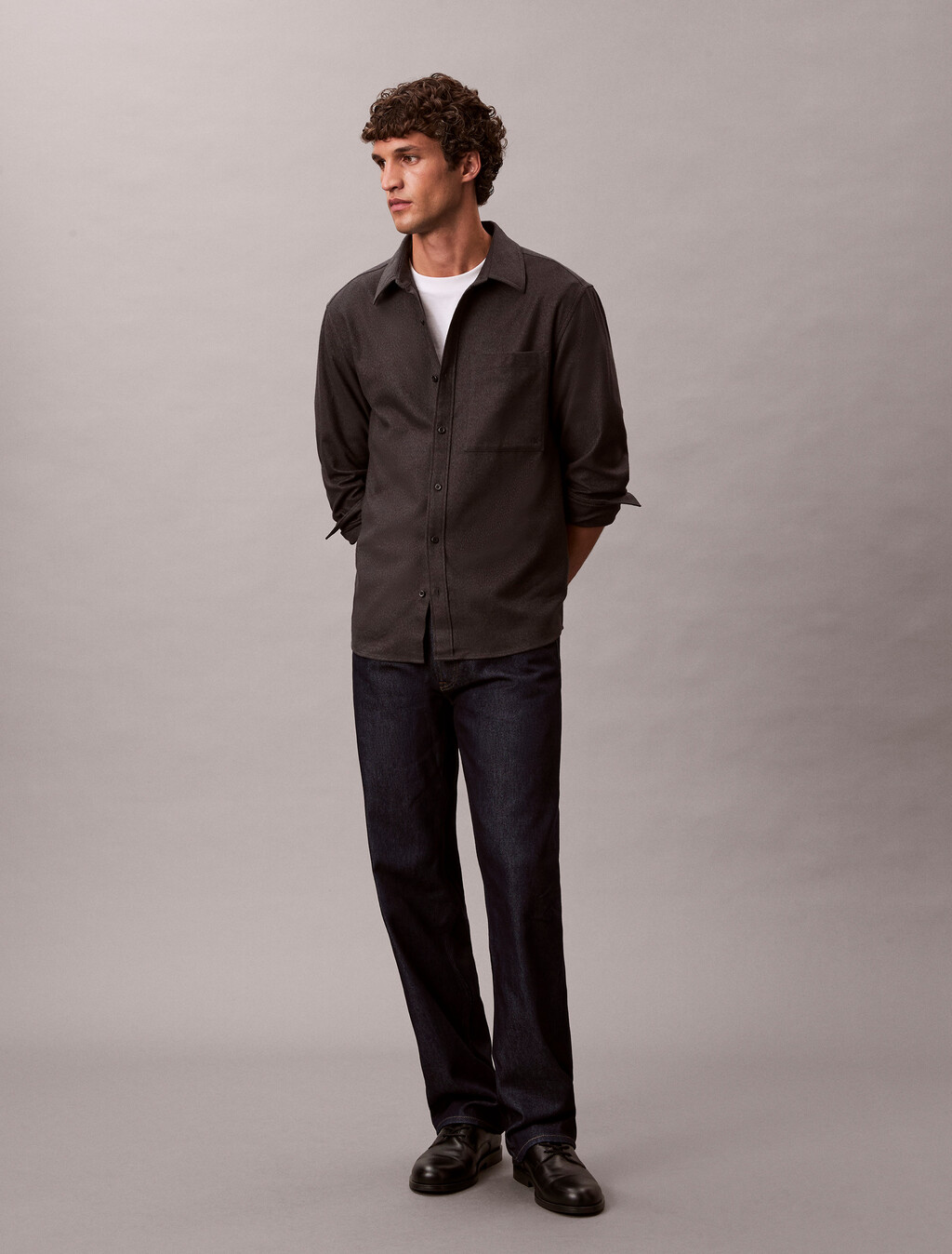 Melange-Flanell-Easy-Button-Down-Hemd