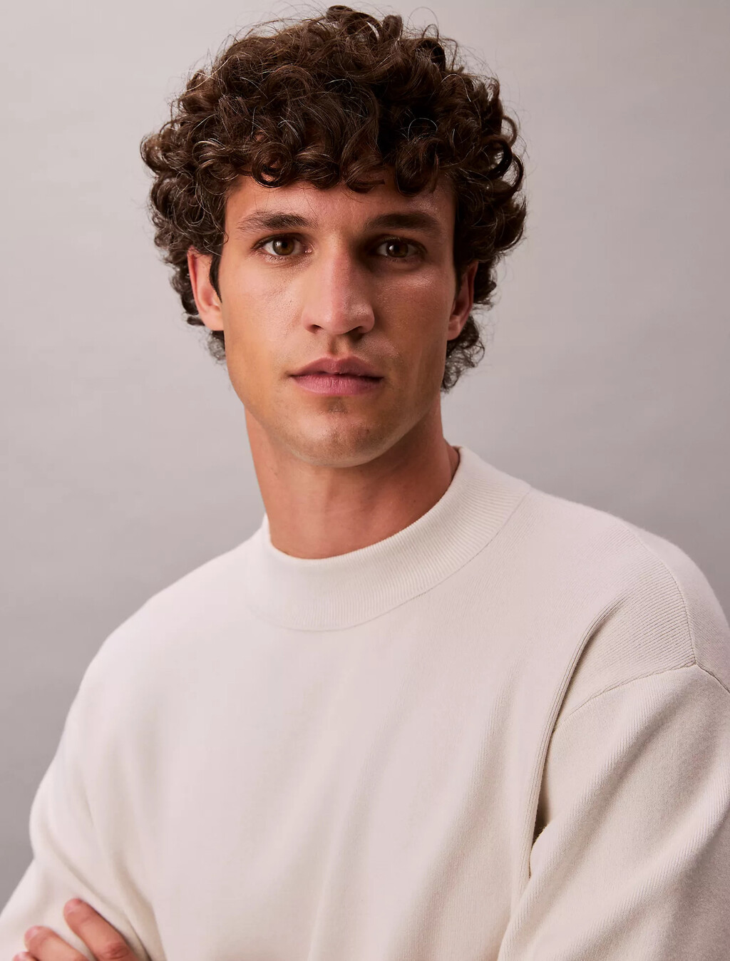 Tech Knit Boxy Mock-Neck-Pullover