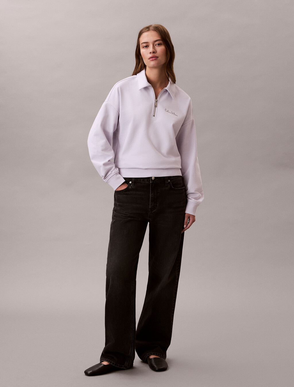 French-Terry-Lässiger Quarter-Zip-Pullover