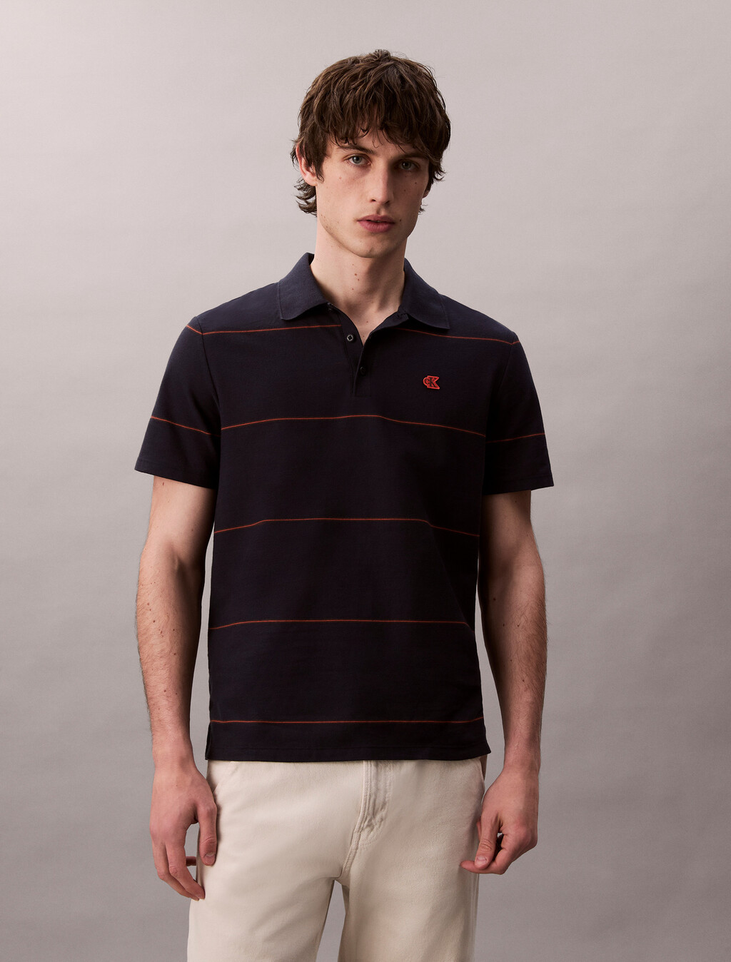 Texturiertes Streifen-Polo-Shirt