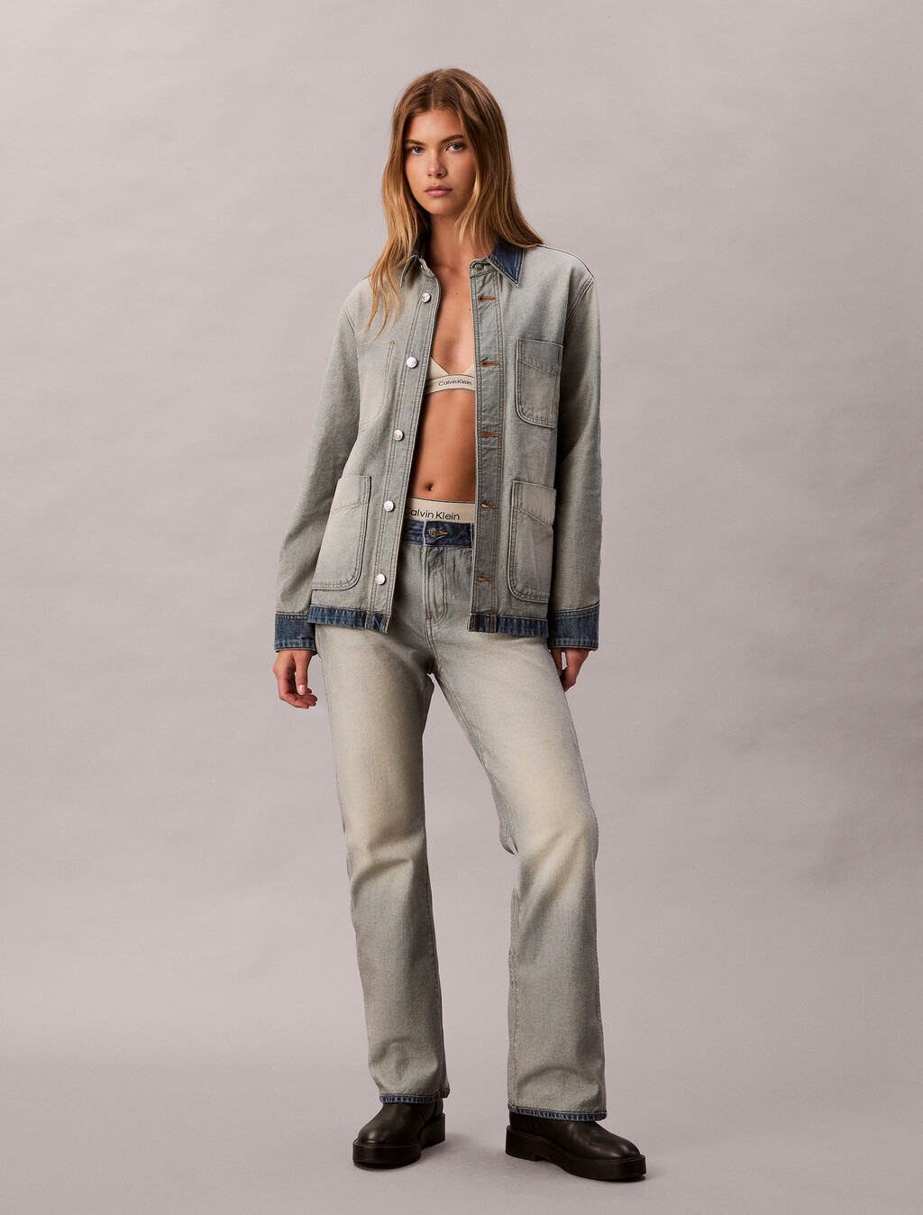 Lässige Denim-Jacke mit Innen-Außen-Design