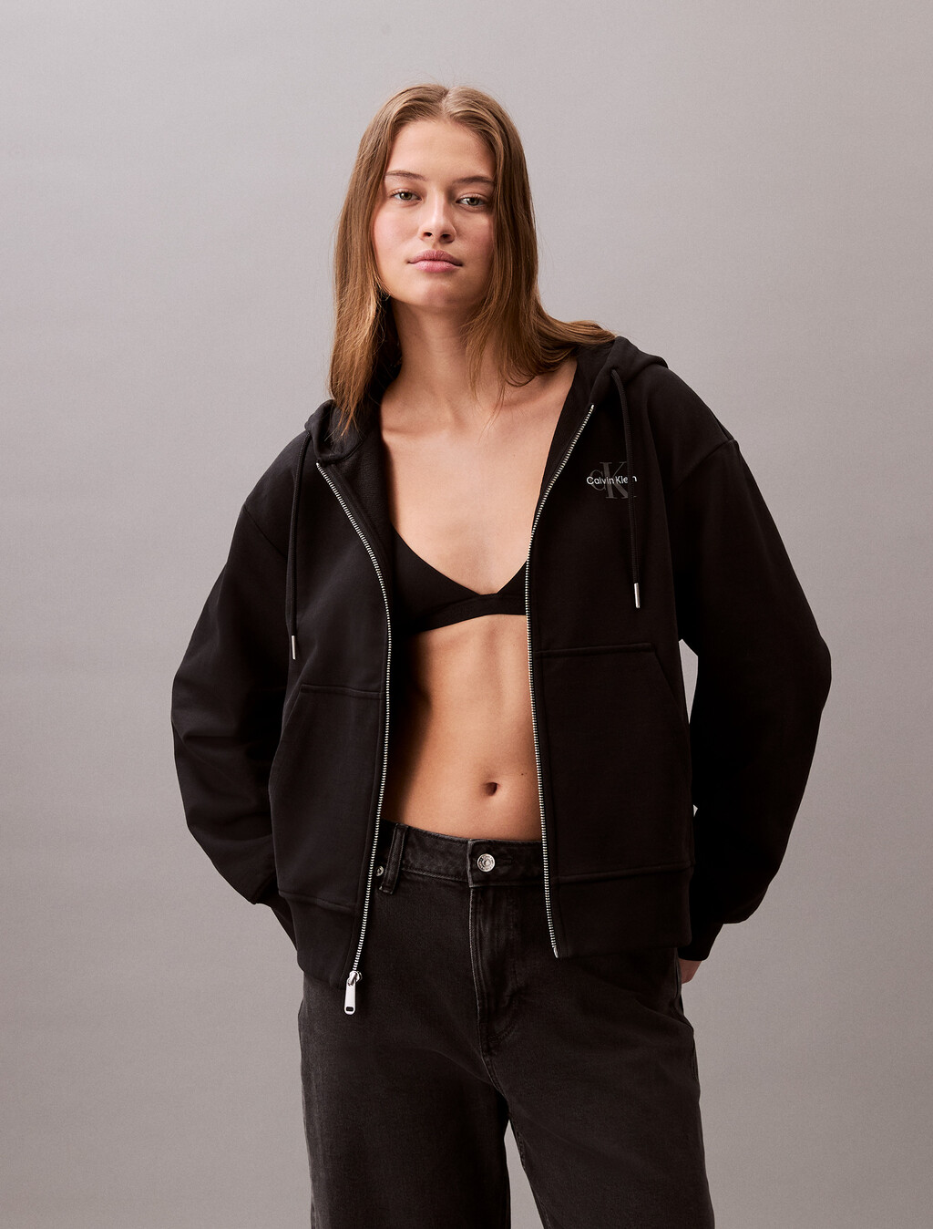 Monogram Baumwoll-Terry-Reißverschluss-Hoodie