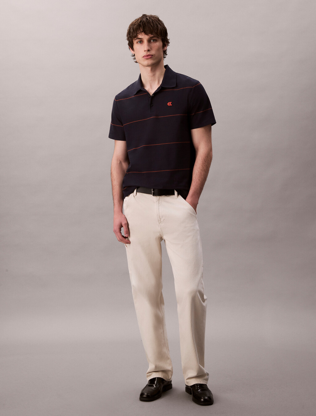 Texturiertes Streifen-Polo-Shirt