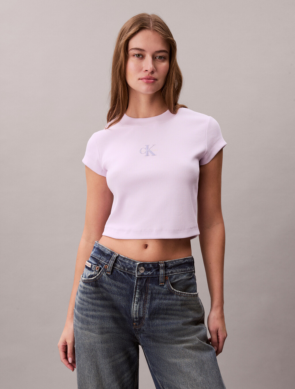 Slim Crop-T-Shirt mit Monogramm