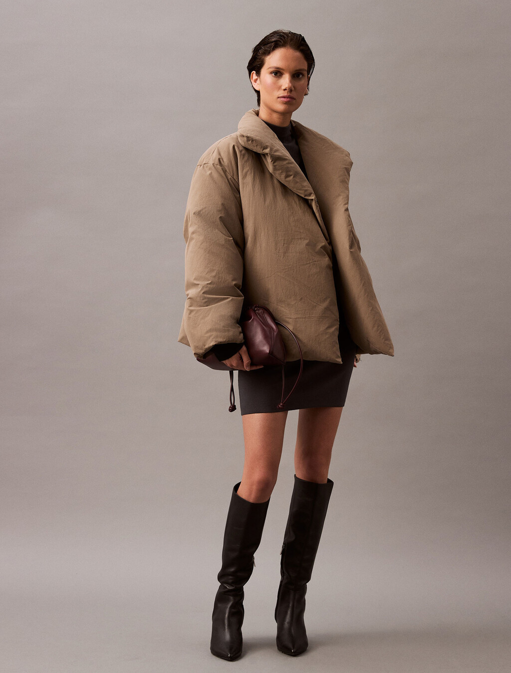 Schwerer cropped Puffermantel