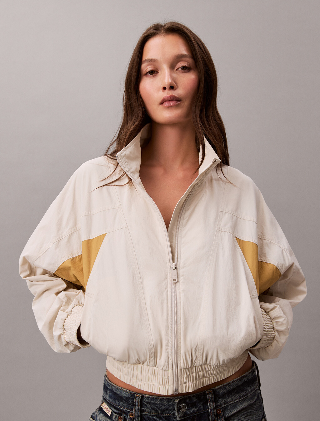 Cropped Farbblock-Nylonjacke Cropped Farbblock-Nylonjacke