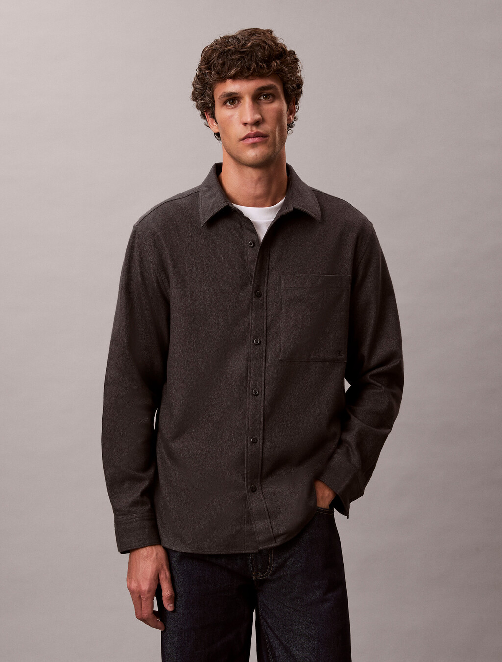 Melange-Flanell-Easy-Button-Down-Hemd