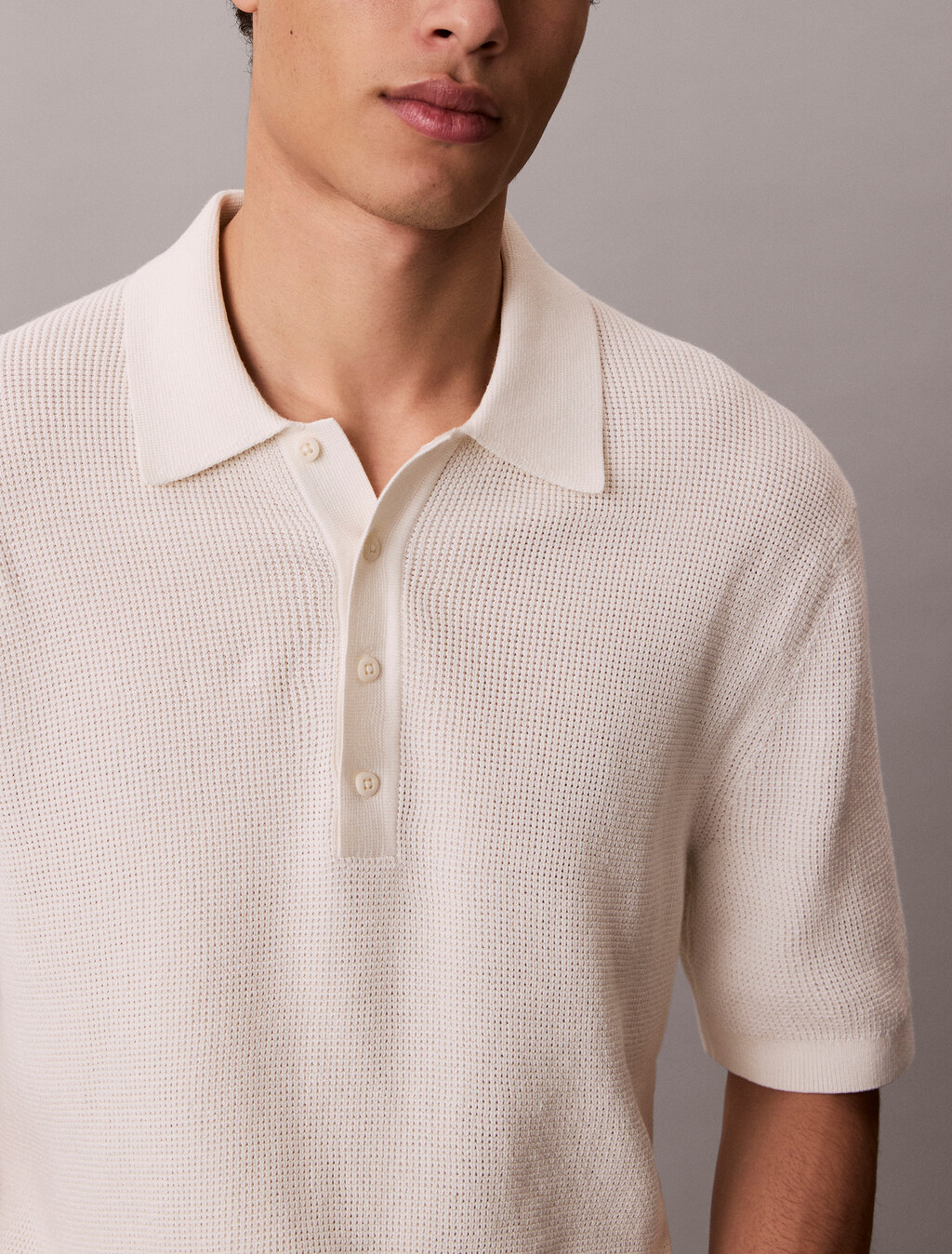 Baumwoll-Waffel-Strick-Polo-Shirt