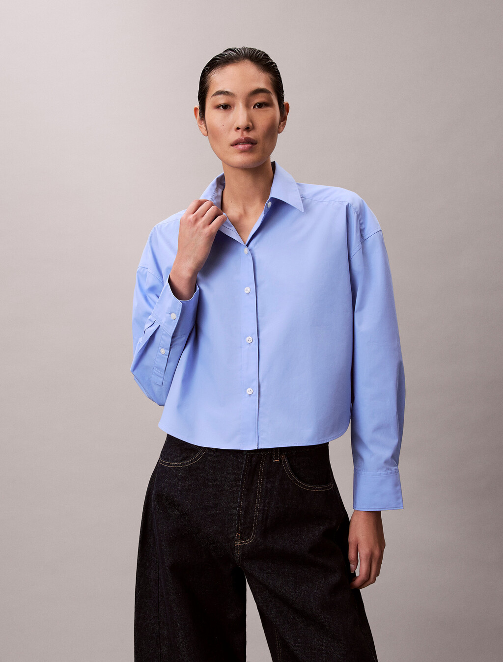 Poplin-Lounge-Short-Hemd mit Knopfleiste