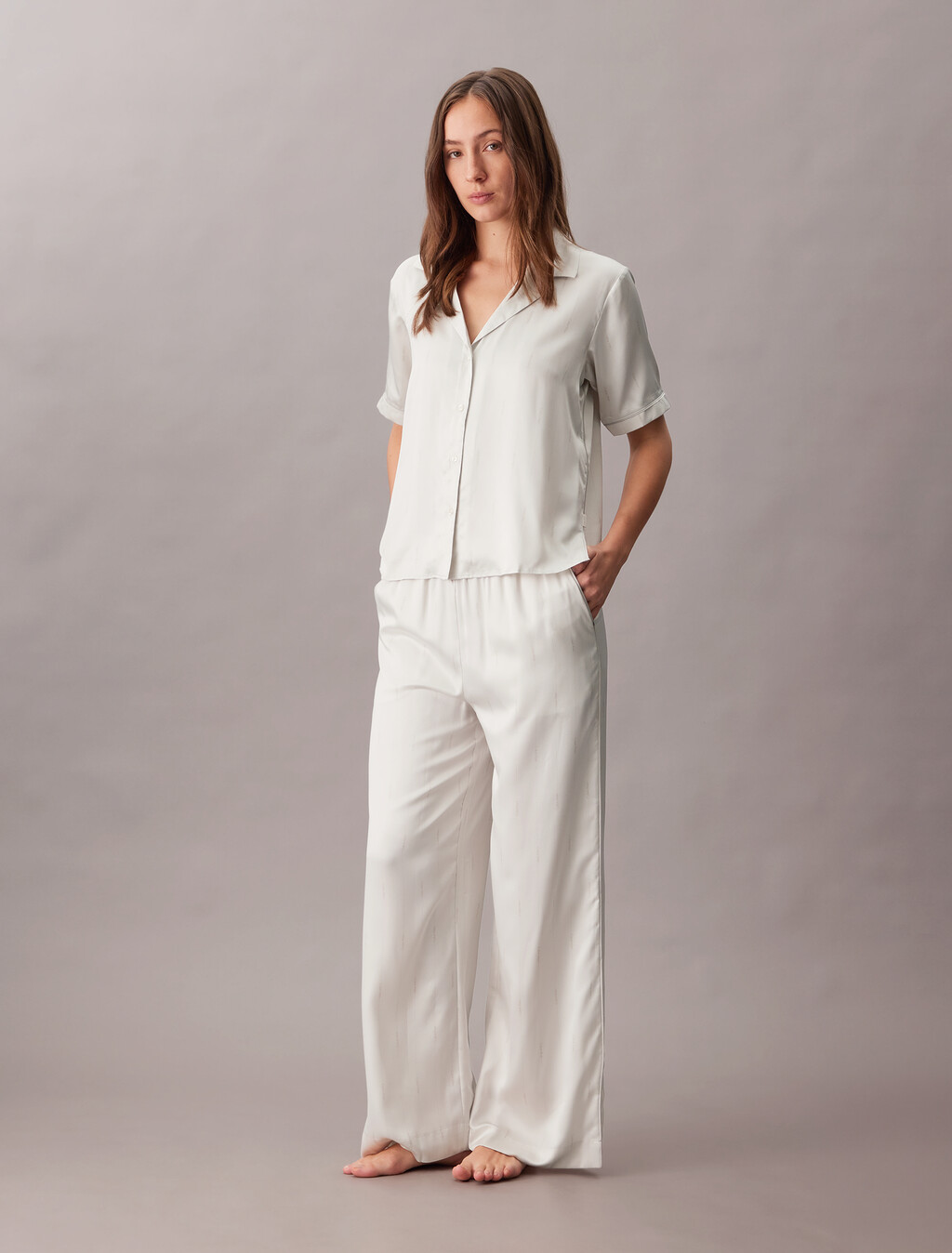 Pyjama-Hemd aus Satin-Sheen