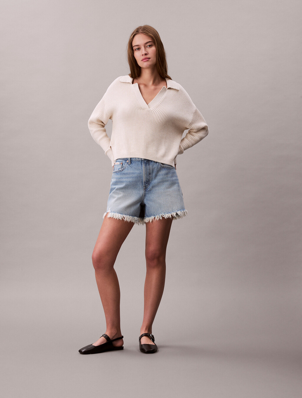 90er-Jahre lässige abgenutzte Denim-Shorts