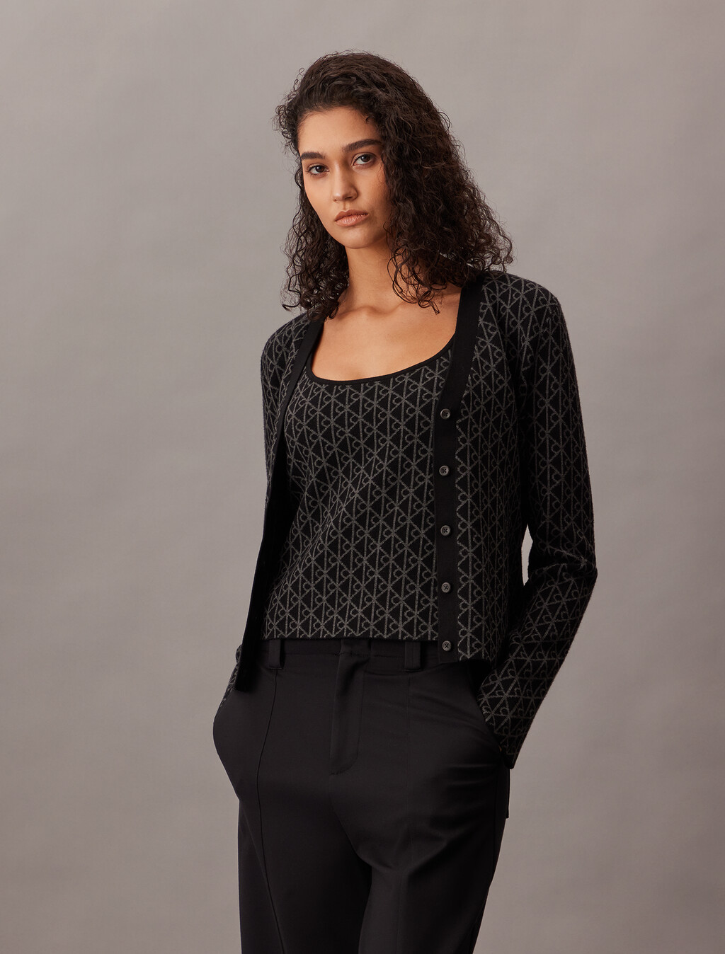 Monogram Tank Cardigan Twinset