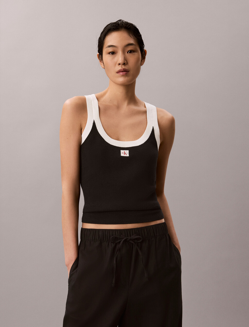 Monogram-Label-Baumwoll-Top