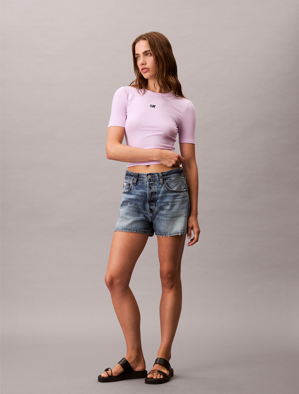 CK Logo Modal Stretch Ribbed Tee