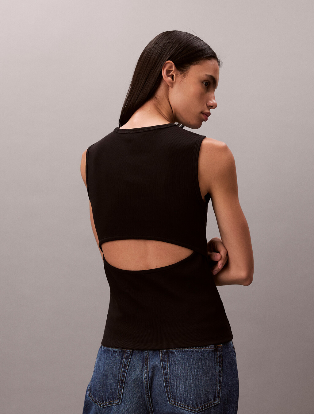 Monogram-Label-Ausschnitt-Baumwolltanktop