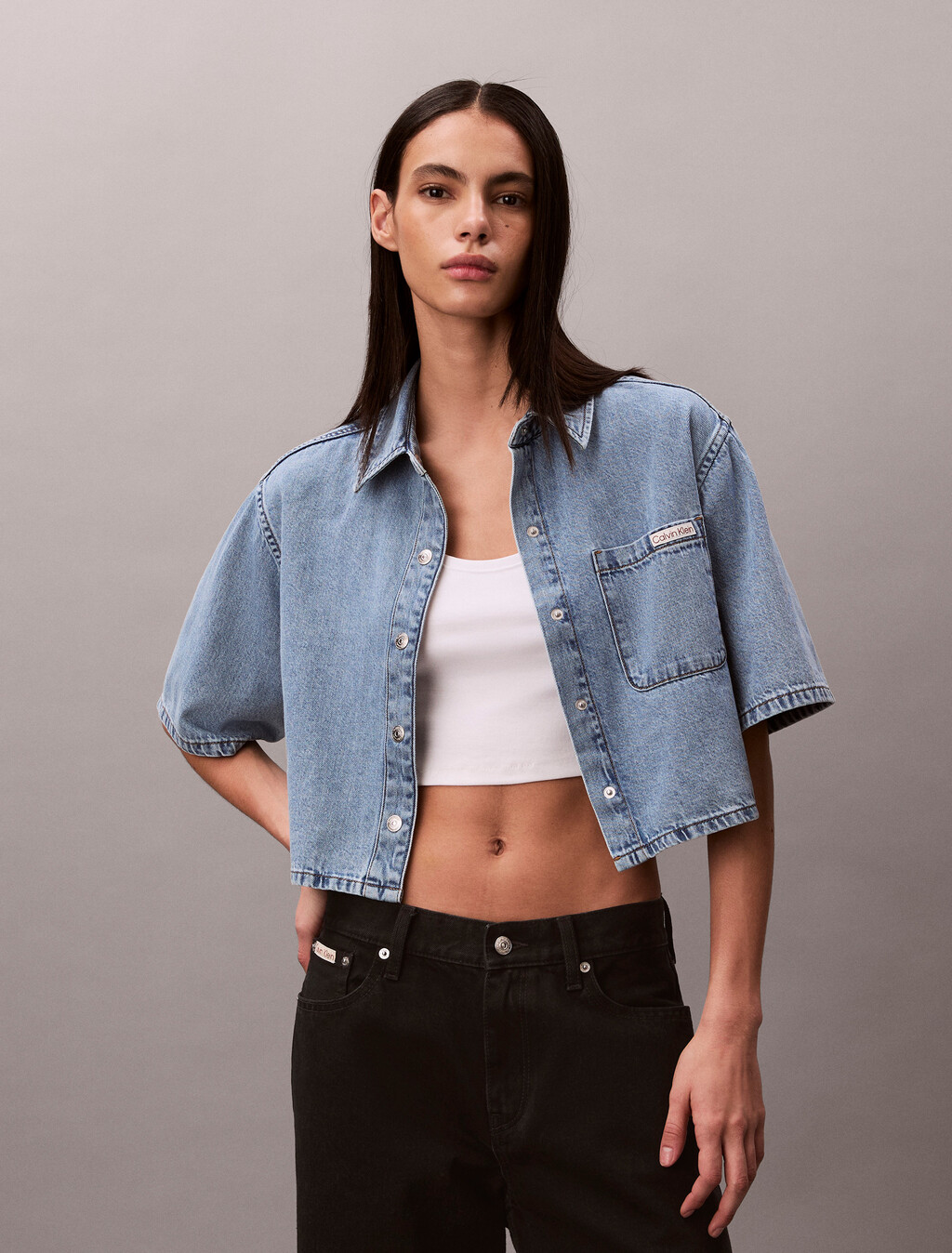 Boxy cropped Denimhemd