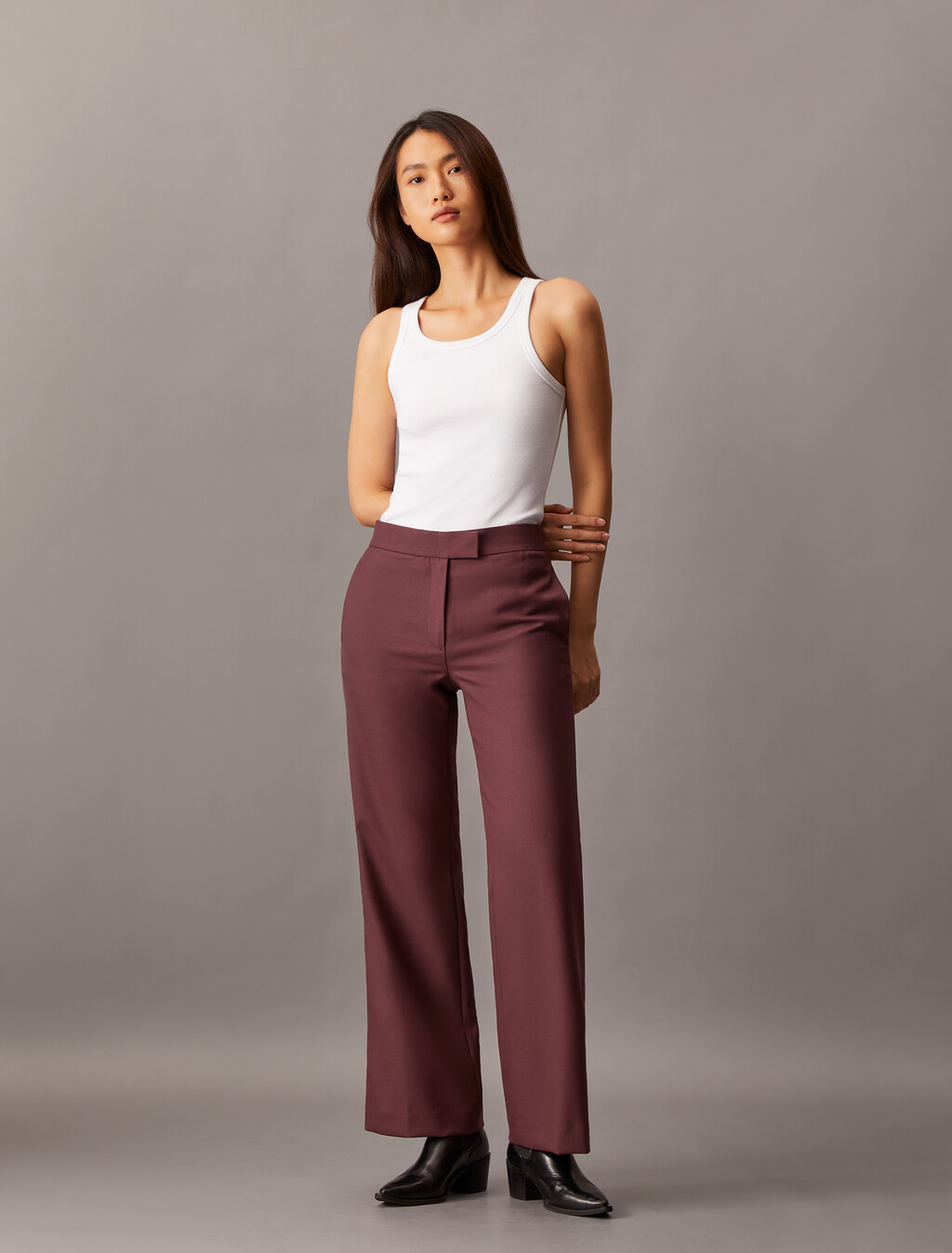 Beschichtete Gabardine-Flare-Hosen