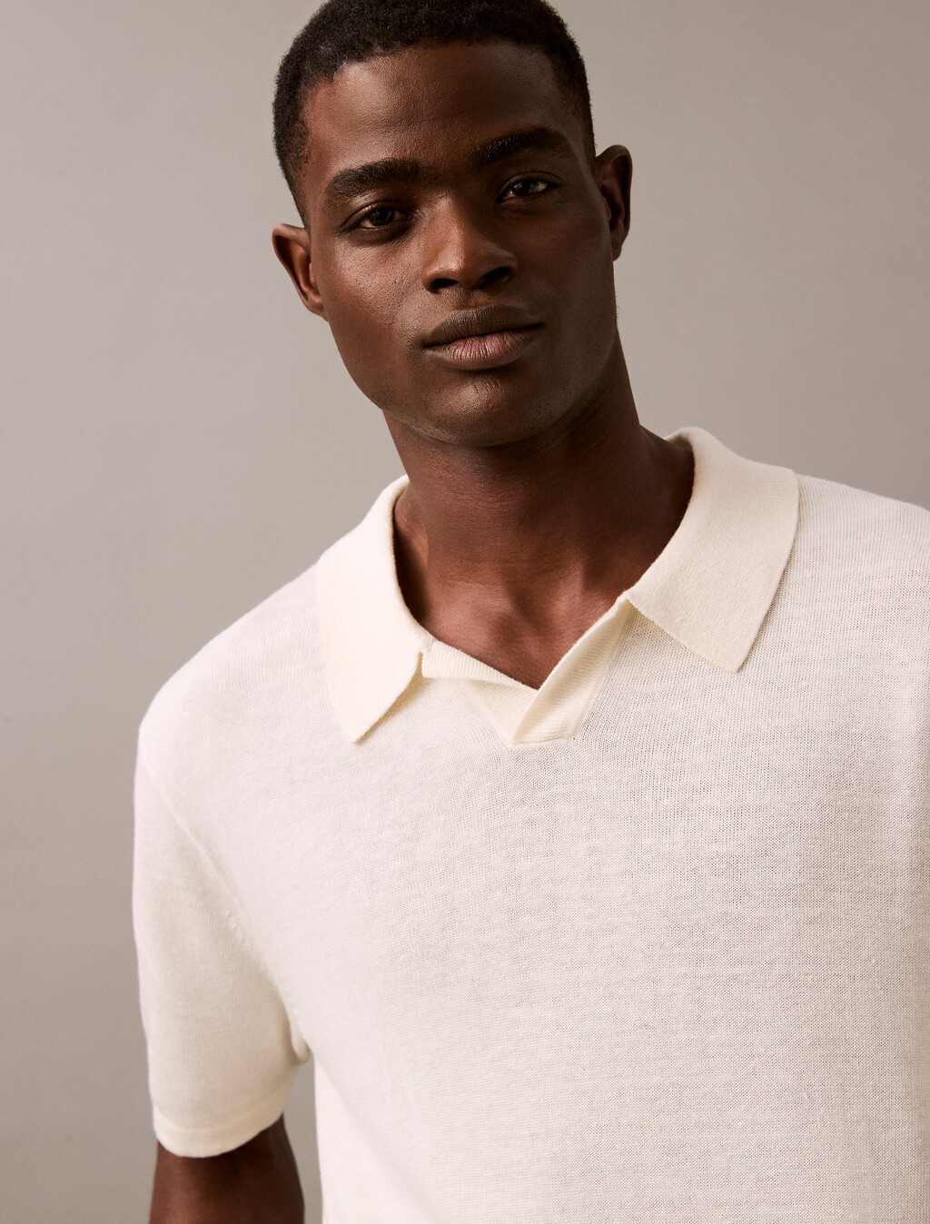 Linen-Mix Kurzarm-Pullover