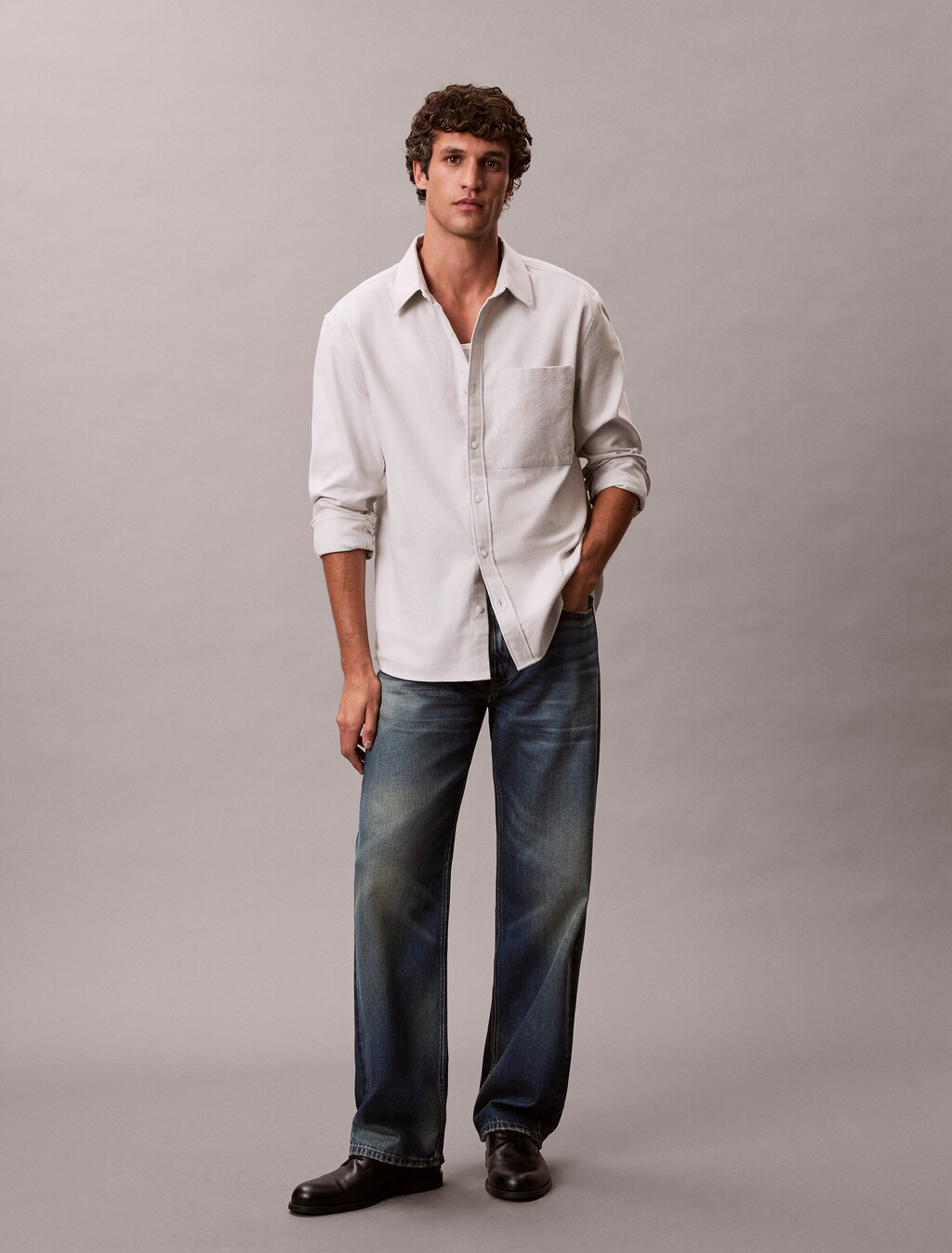 Melange-Flanell-Easy-Button-Down-Hemd