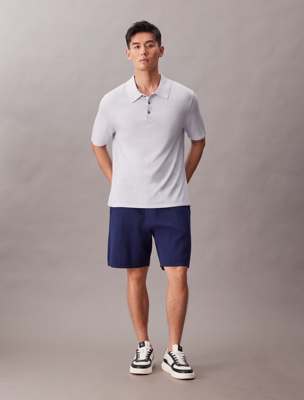 Klassischer Sweater-Polo-Shirt aus Leinenmischung