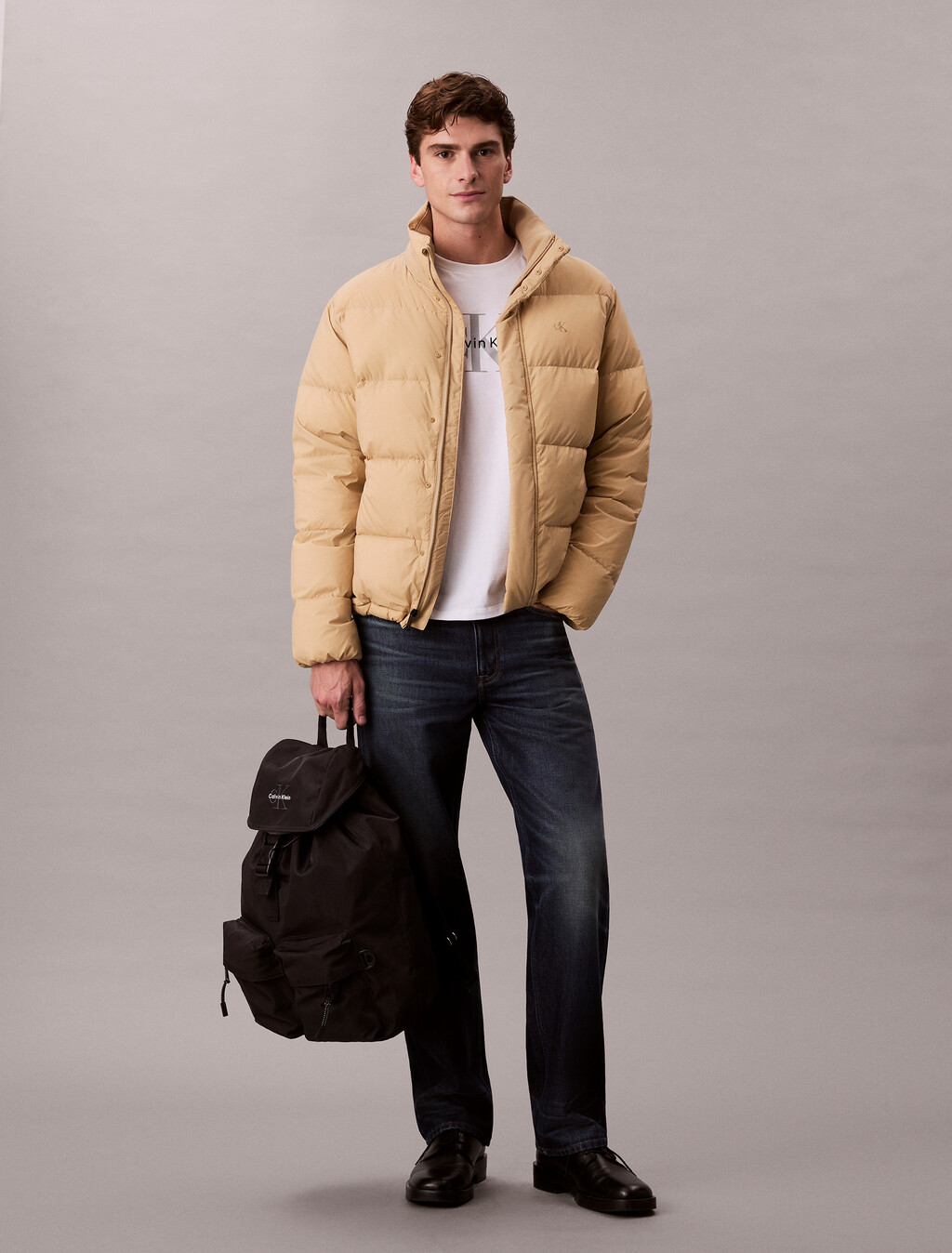 Nylon Monogram-Logo-Rucksack mit oberer Klappe