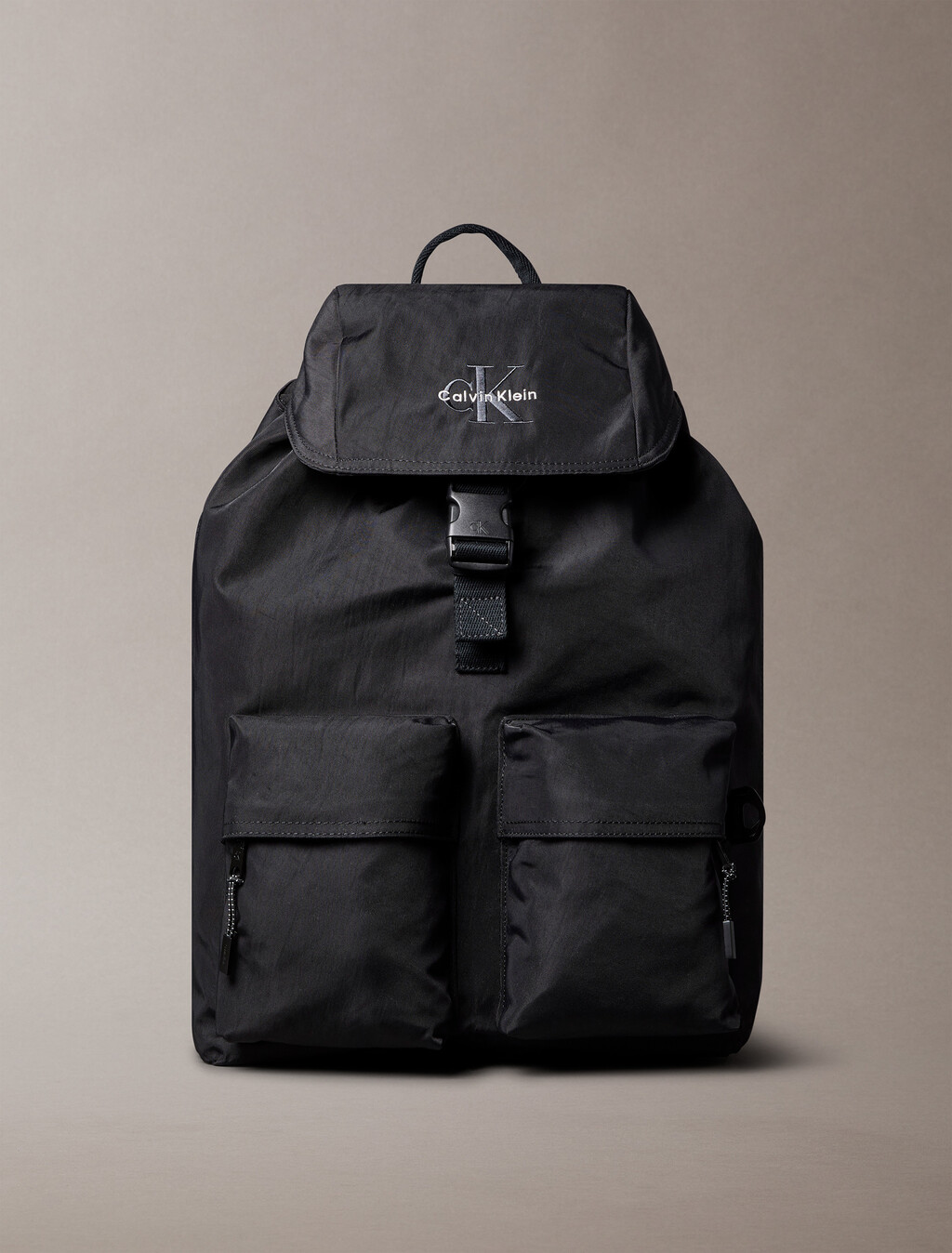 Nylon Monogram-Logo-Rucksack mit oberer Klappe