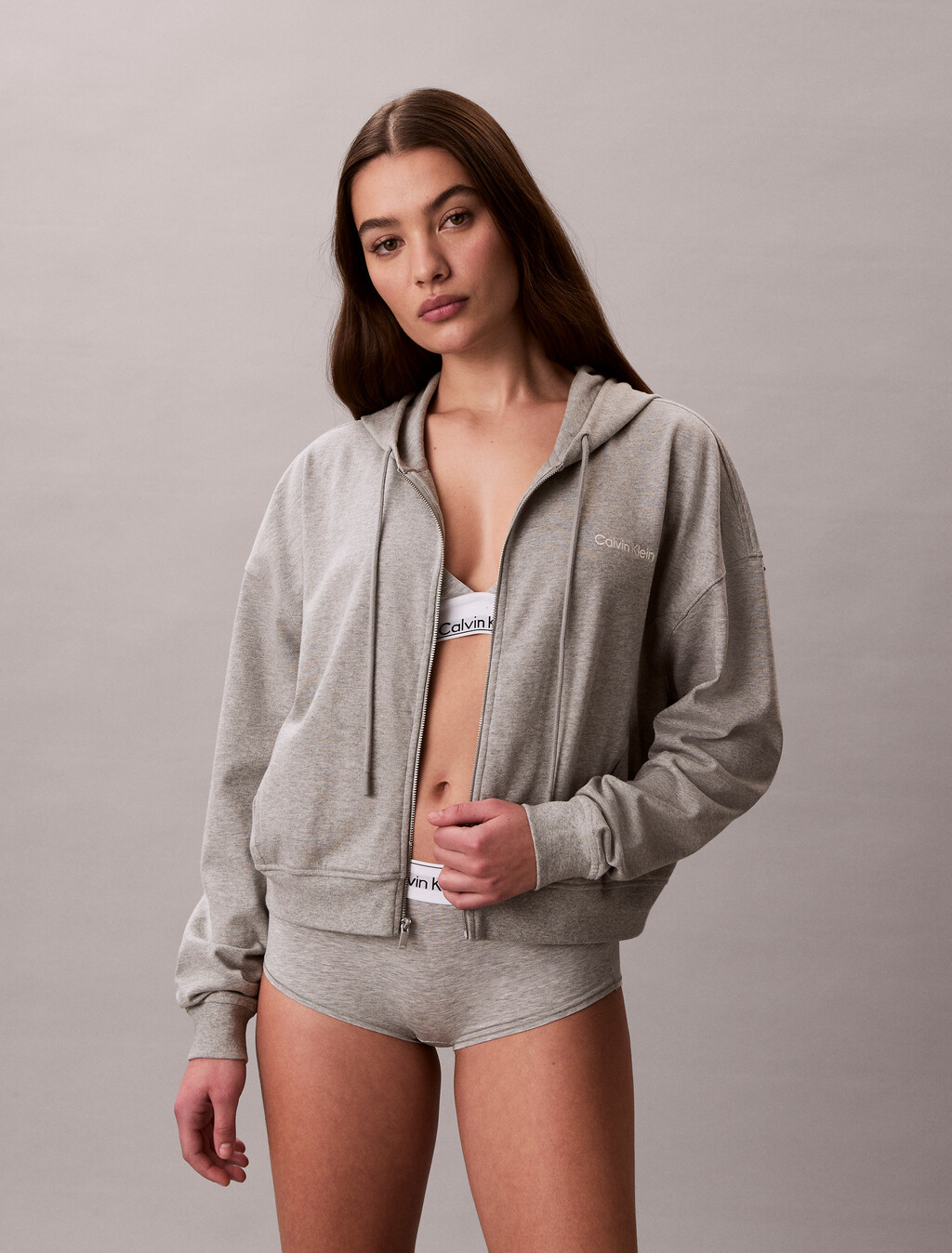 Logo Cotton Jersey Reißverschluss-Hoodie