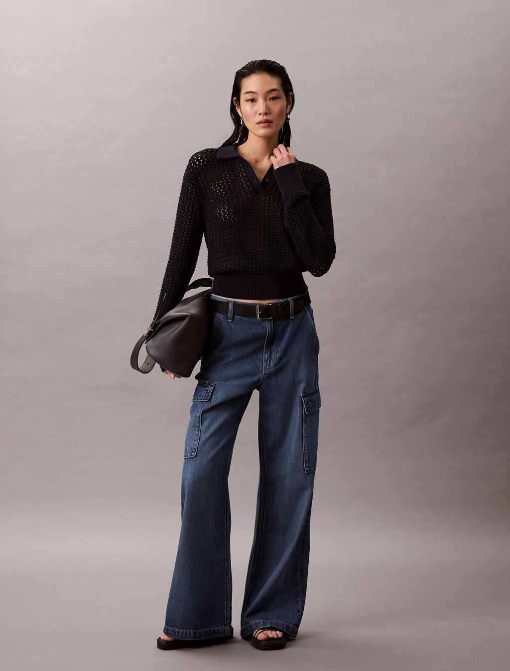 Neuartiger Baumwollpullover mit offenem Stich