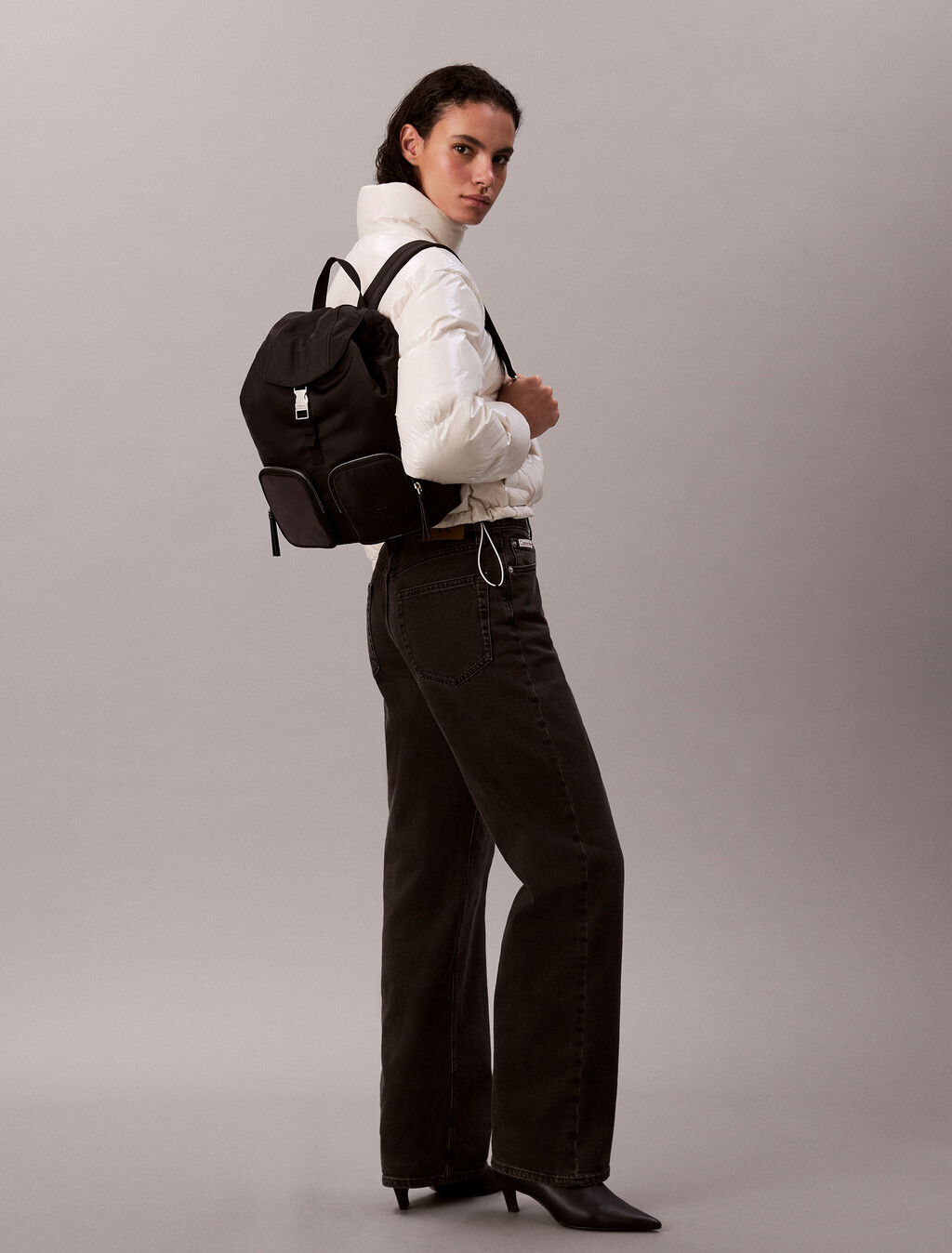 Weicher Satin-Nylon Klappe-Rucksack