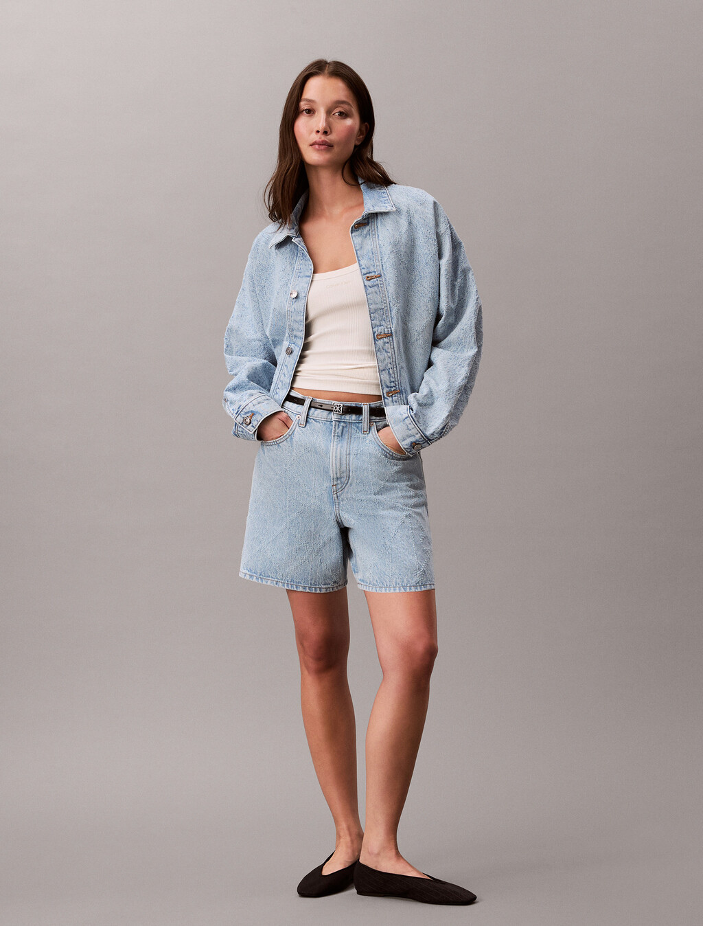 Nadelgestickter Denim-Trucker-Jacke