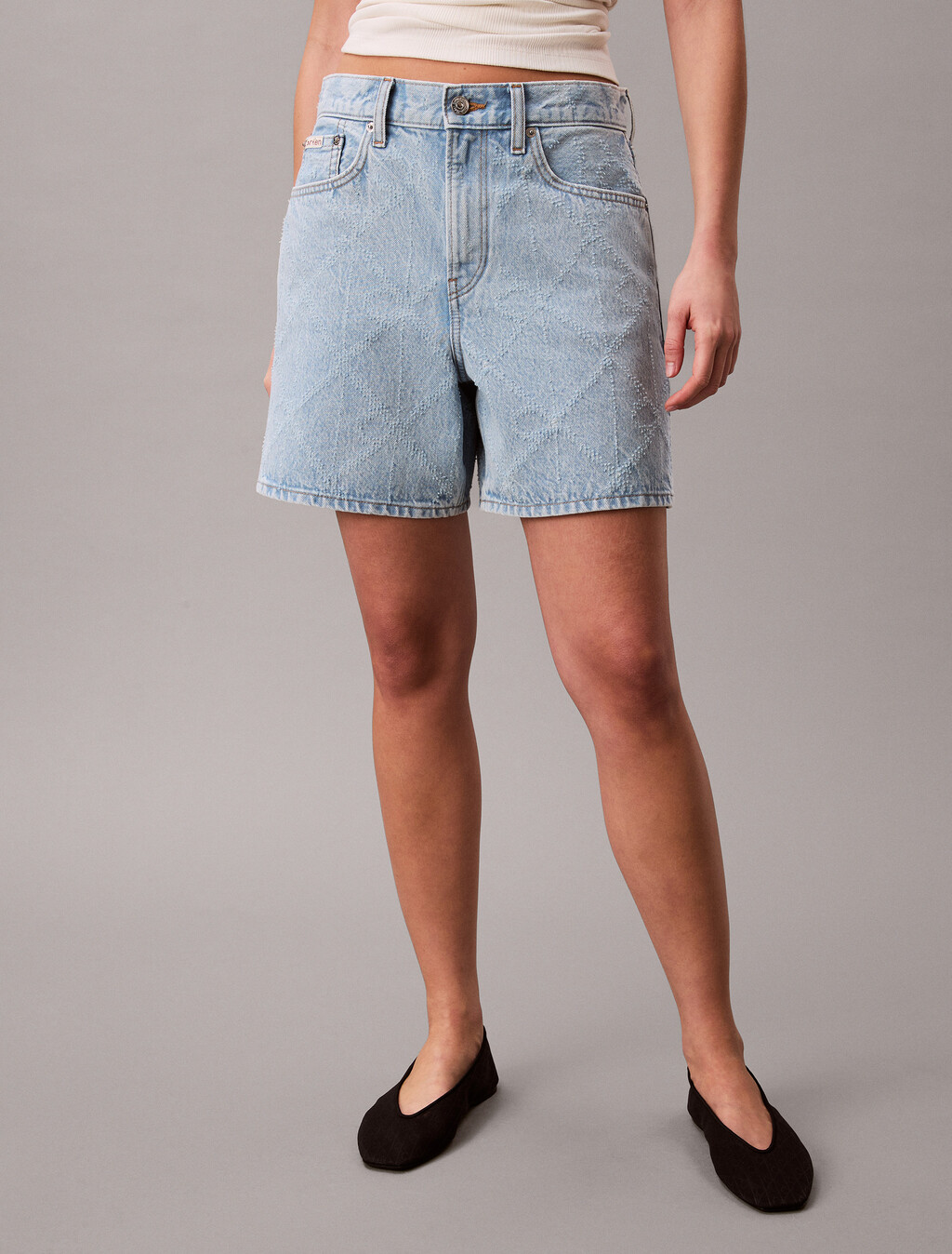 90er-Jahre gerader Nadelstich-Denim-Kurzrock