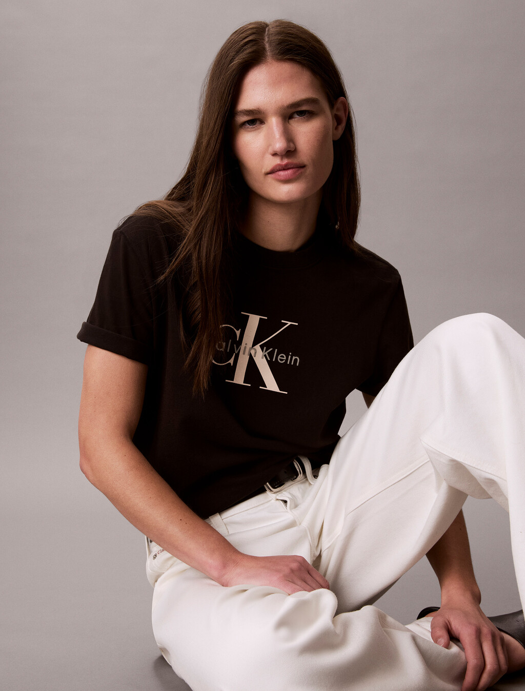 Gewaschene Baumwoll-Monogramm-T-Shirt