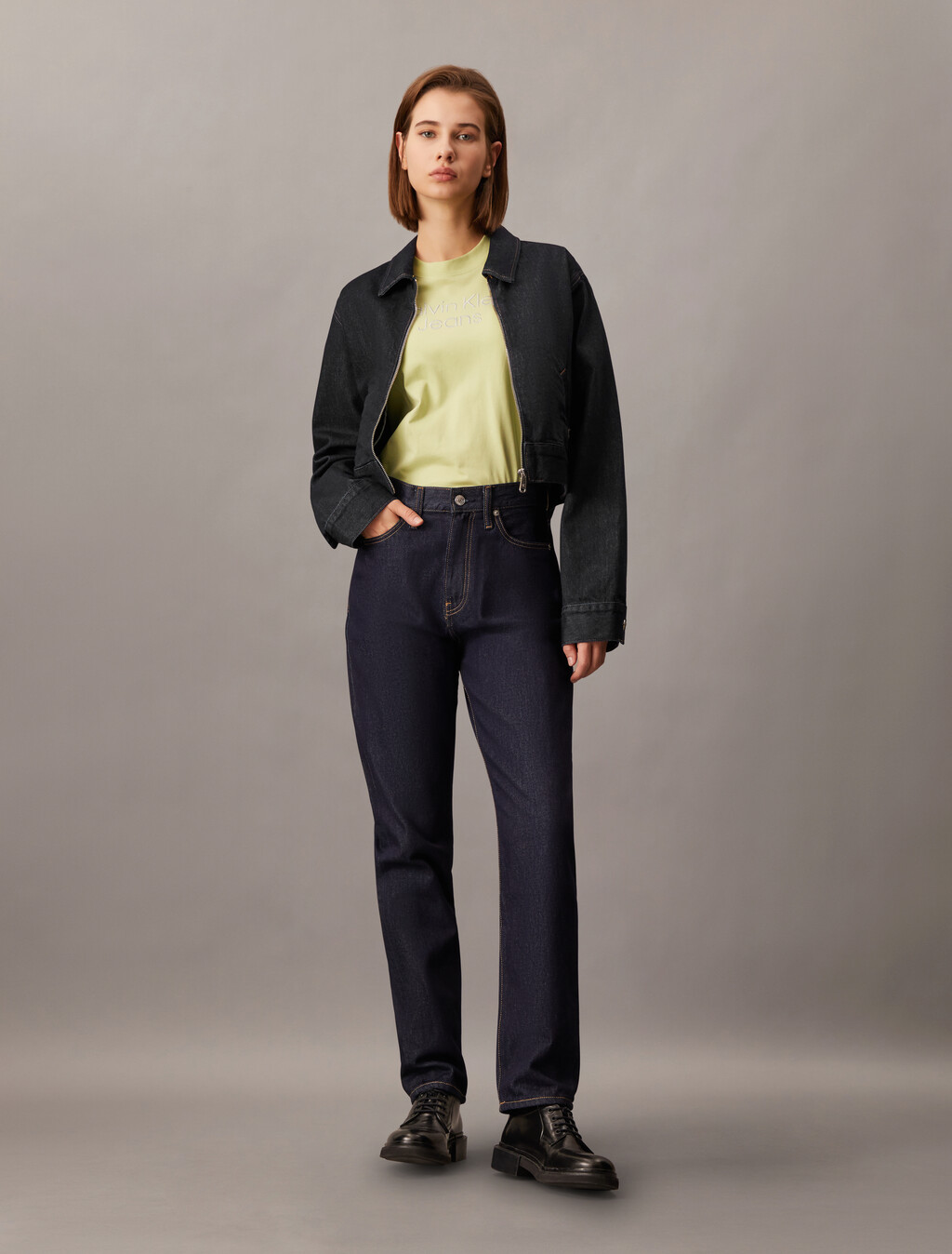 Forever Indigo Reißverschluss-Denim-Jacke
