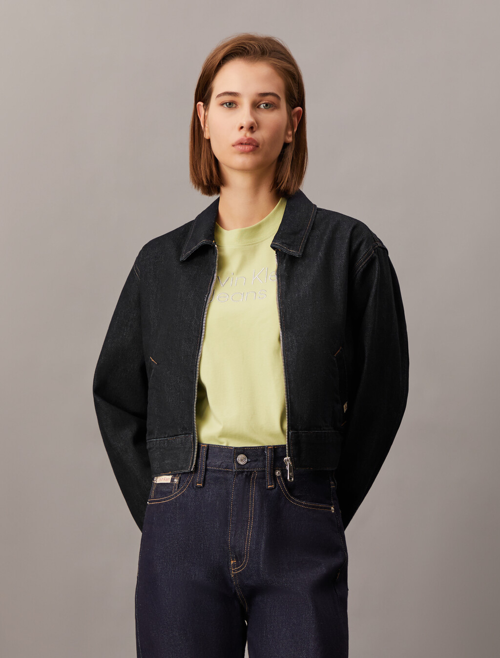 Forever Indigo Reißverschluss-Denim-Jacke