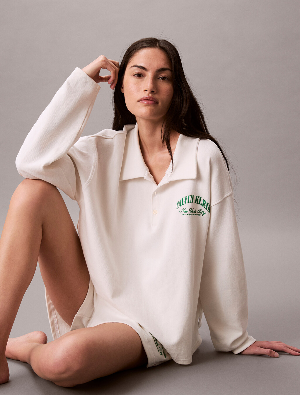 Pyjama-Oberteil aus Baumwolle mit Heritage-Logo