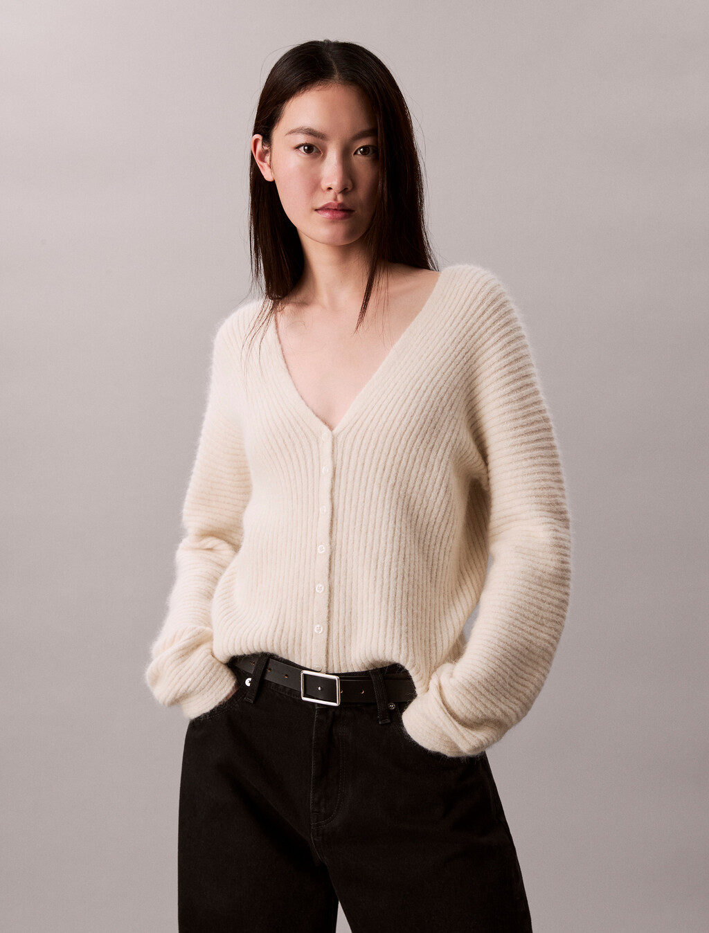 Alpaka-Mischung Cardigan-Pullover