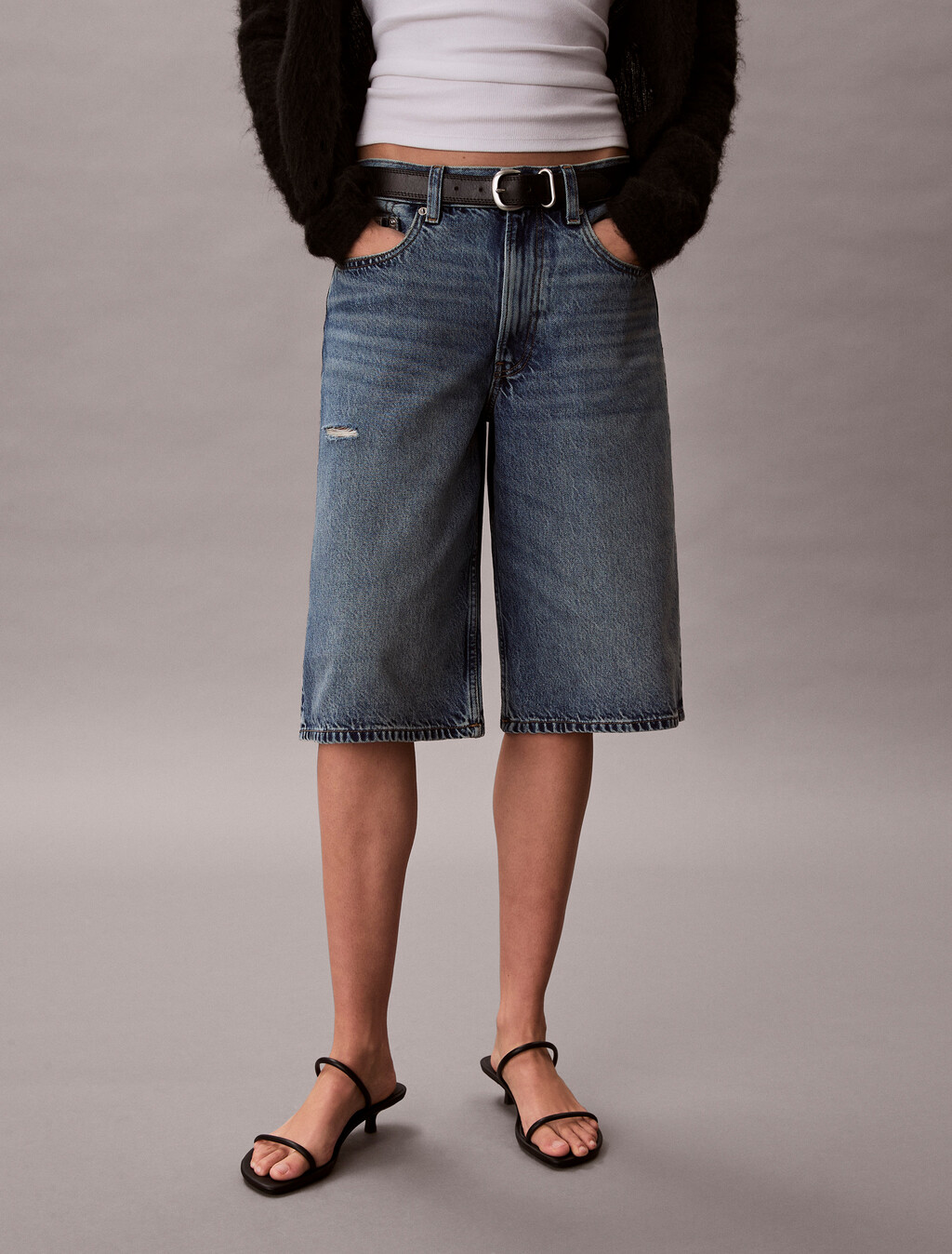 Lange Denimshorts